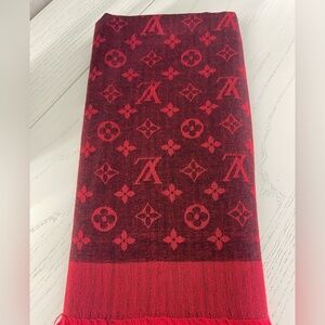 Louis Vuitton Red and Black Monogram shawl,  💯 authentic